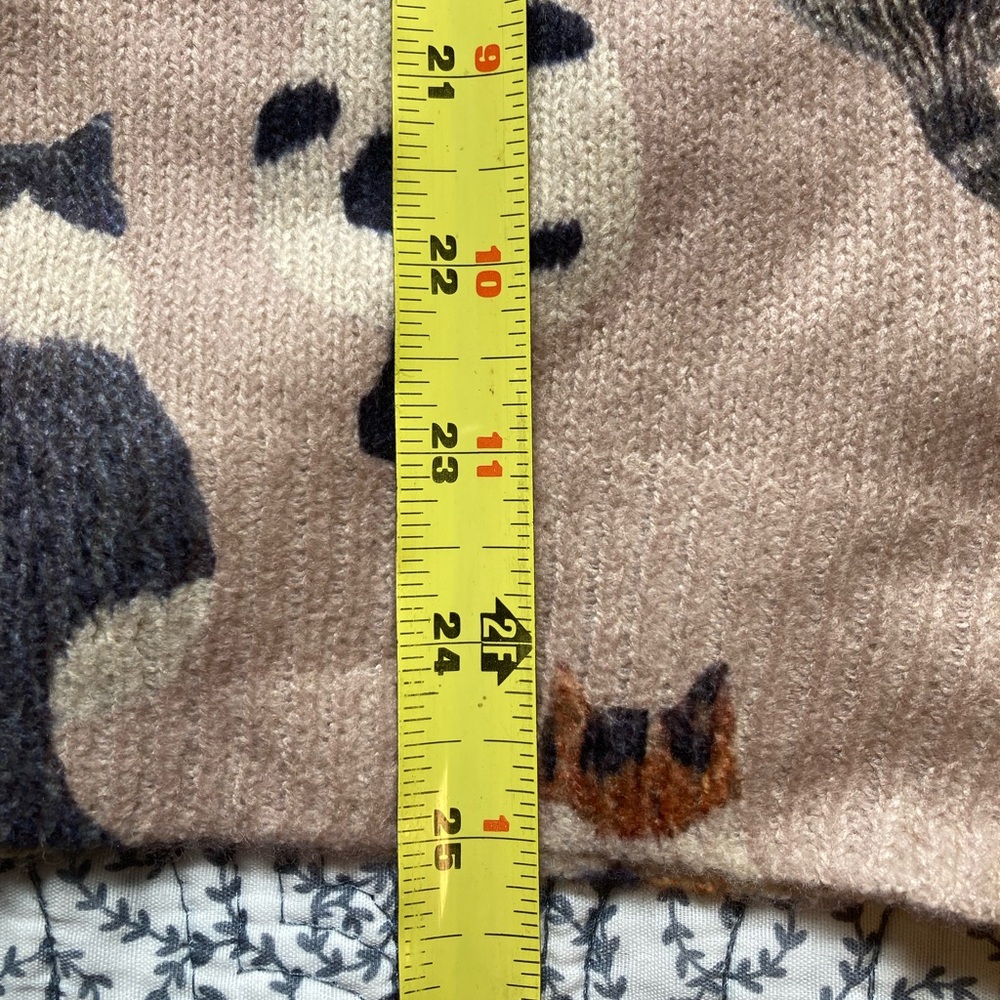Cat Print Lightweight Knit Sweater | Size S | Kawaii Cottagecore Pet Lover Gift - Picture 9 of 9